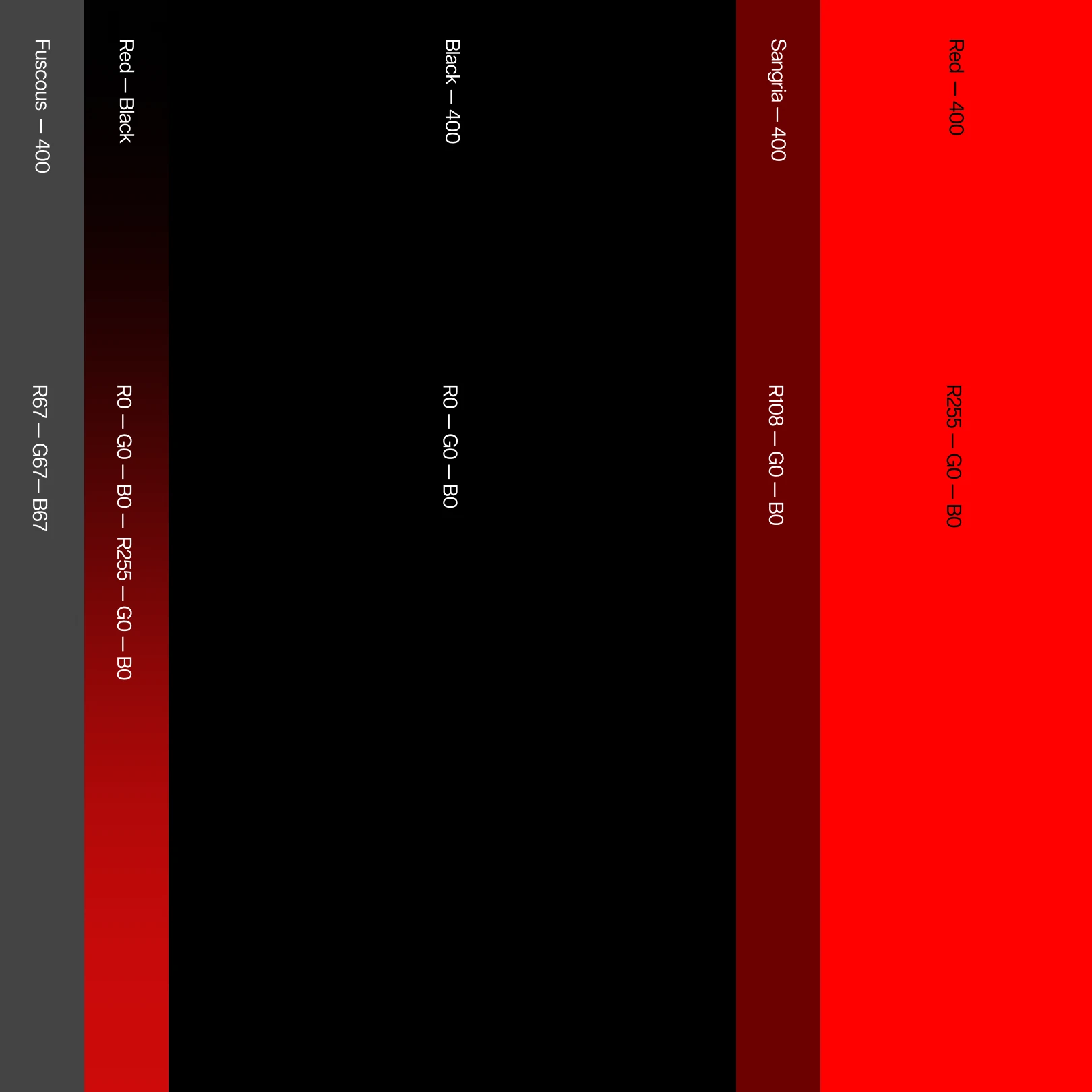Form colour palette in vertical bands: grey, red to black, black, deep red and bright red