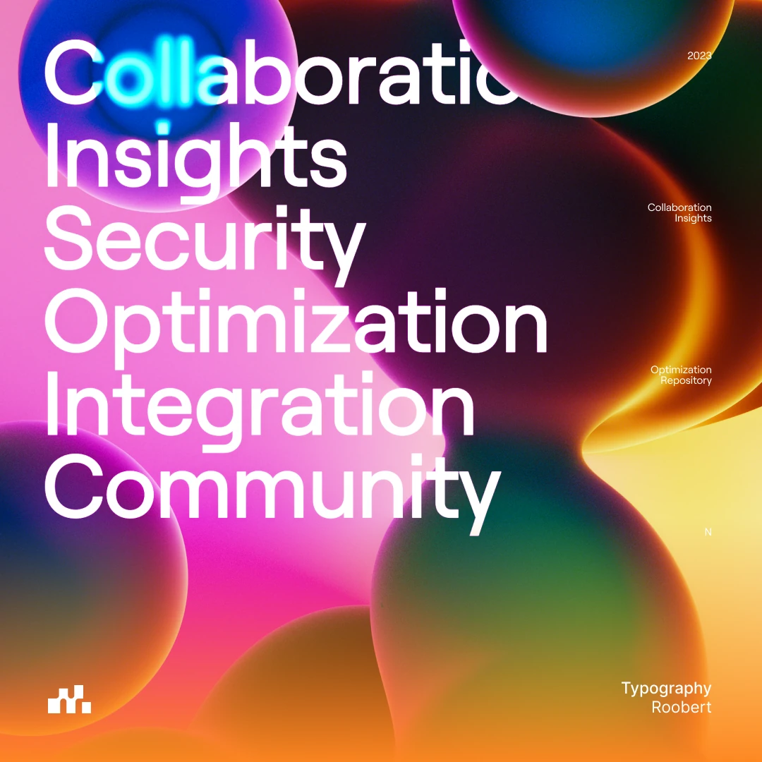 Nodelink type poster listing Collaboration, Insights, Security, Optimization, Integration, Community